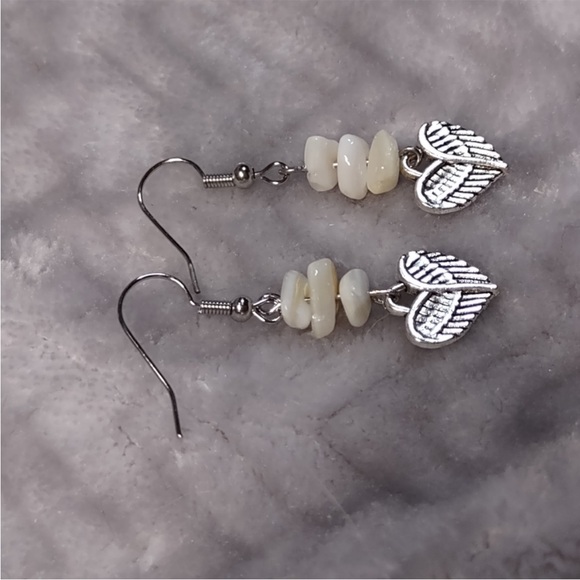 Opal Angel Wing Artisan Earrings Handmade - Picture 14 of 16